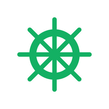 Green ship wheel icon