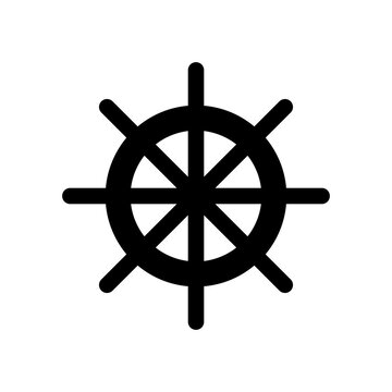 Nautical helm icon and marine symbol silhouette
