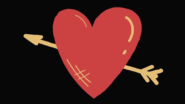 Animated Red Heart Pierced with Arrow Love Symbol Loop