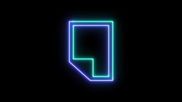 Glowing neon document file icon with blue and cyan light lines