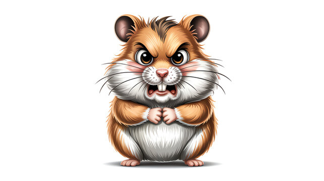 Angry brown hamster with funny facial expression