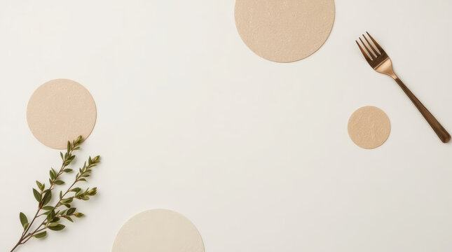 Minimal food template with warm ivory background and natural tableware