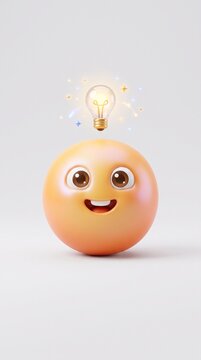Cute funny egg p-or emoji character with a glowing.
