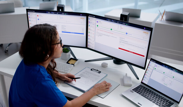 Healthcare Billing Specialist Carefully Reviews Patient Claims