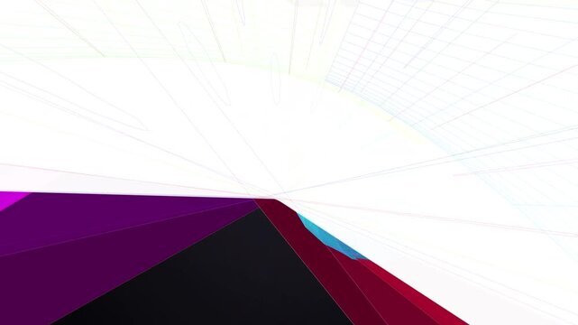 Futuristic 3d geometric low poly background, abstract wireframe mesh animation, dynamic purple digital technology video backdrop