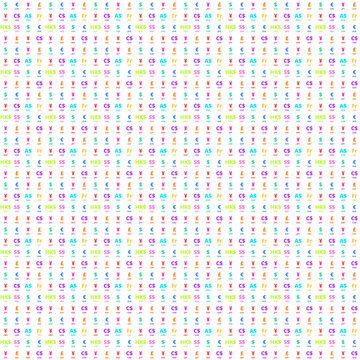 Seamless colorful alphabet pattern with letters on white background