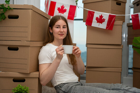 Young Woman Relaxing After Moving to Canada