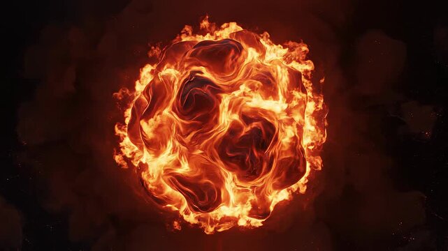 Fiery Exploding Sphere with Tentacles in Darkness Cinematic Motion