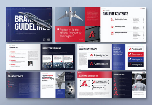 Industrial Brand Guidelines Template, Corporate Identity Manual & Branding Style Guide, Logo Standards Brochure for Engineering & Manufacturing