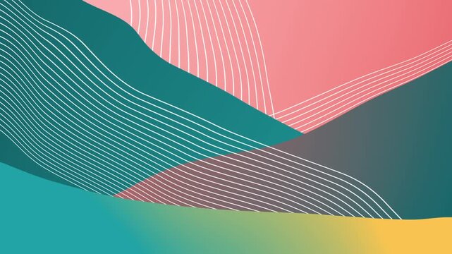 Animated colourful multiple repeating wavy lines gradient design loop able geometrical background