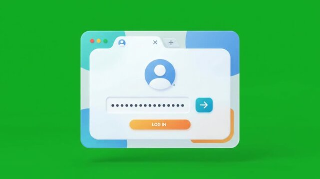 Secure Login Panel with Email Account Verification on Green Screen Background Animation