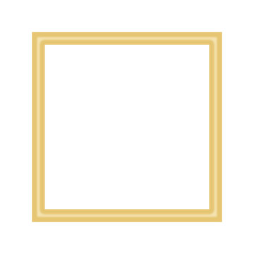 Luxury 3D Golden Square Frame with Thick Metallic Gradient Border and Blank Center Isolated on Transparent Background
