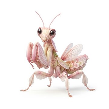 Cute orchid mantis insect isolated on white