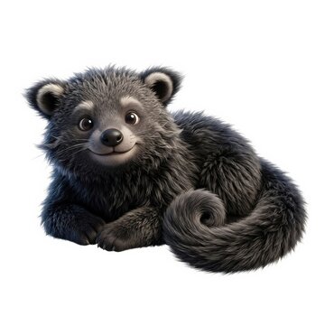 Cute binturong sitting isolated on white background
