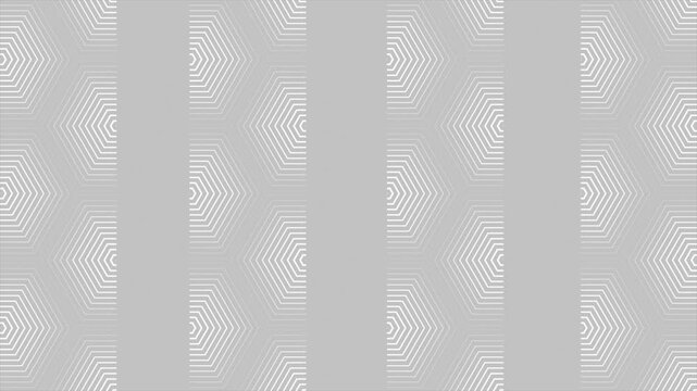 Animated white color multiple hexagonal shapes with repeating parallel lines modern design loop able geometrical background