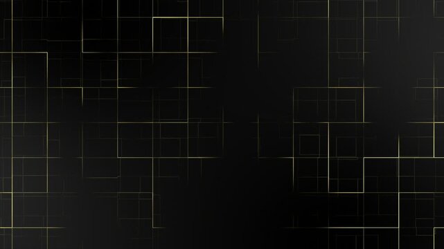 Animated black color moving golden lines box pattern luxury design black background