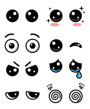 Chibi Anime Eye Expressions Set Vector Icons