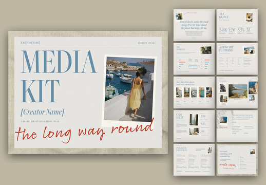 Travel Influencer Media Kit Template, Blogger Press Kit & Portfolio Brochure with Rate Card & Sponsorship Proposal