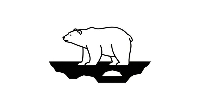 polar bear standing on melting ice.