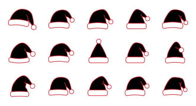 Santa hat vector icons in various styles