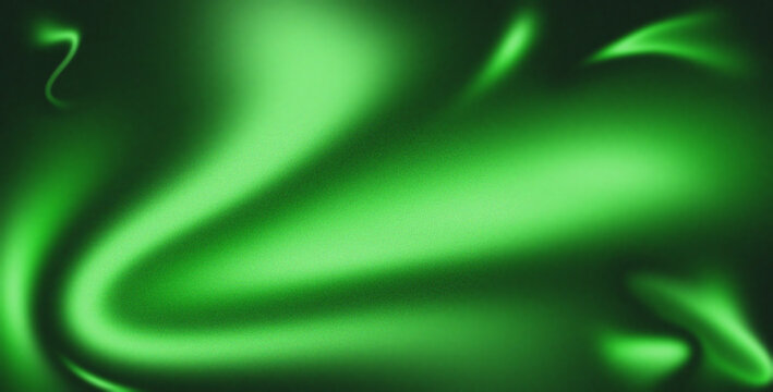 Abstract background featuring smooth flowing waves of vibrant green light against a deep dark black backdrop