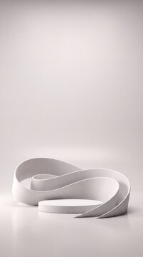 Commercial 3D e-commerce sale promotion banner with curved ribbon wall sculpture plinth and copy space
