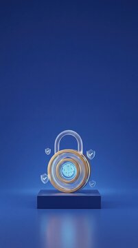 Digital security vault lock on display for e-commerce sale promotion with copy space for messaging