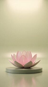 Minimalist lotus flower bloom for commercial 3D e-commerce sale promotion with copy space