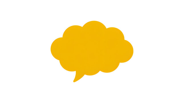 A vibrant bright yellow speech bubble illustration rests on a pristine white background offering ample space for your text or creative design