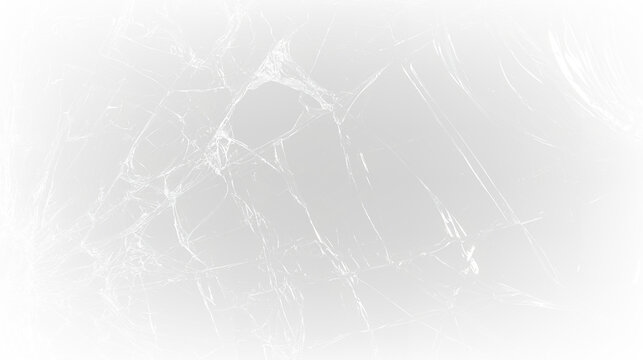 Broken glass overlay with realistic spiderweb cracks. Shattered screen texture on transparent background
