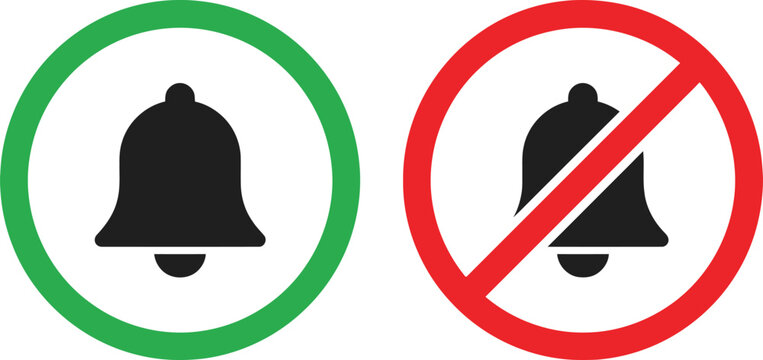 Notification bell icon with enable and disable signs