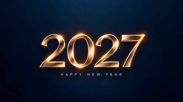happy new year 2027 luxury background fro banner, poster, social media. new year 2027 gold shiny numbers.