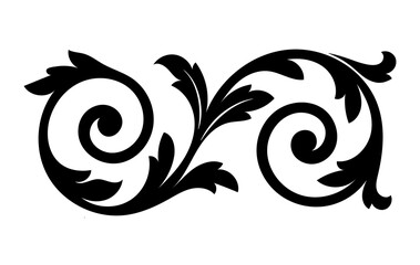Vintage floral scroll ornament, decorative filigree swirl element for design, isolated on transparent background © WASIF-MEHMOOD