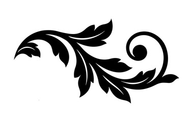 Elegant floral scroll ornament, decorative flourish design element, vintage baroque style swirl, ornate botanical vector graphic isolated on transparent background © WASIF-MEHMOOD