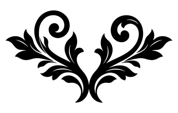 Vintage floral ornament, decorative filigree scroll design, elegant symmetrical flourish element for invitations and cards isolated on transparent background