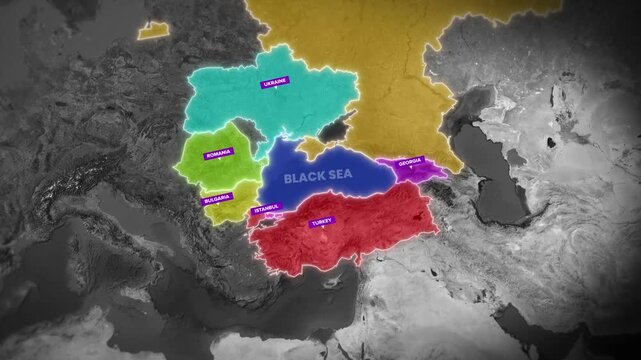 Black Sea Map with Surrounding Countries