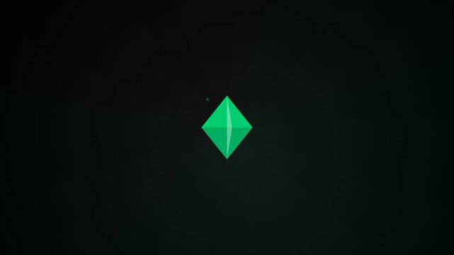 Green geometric diamond shape on dark background