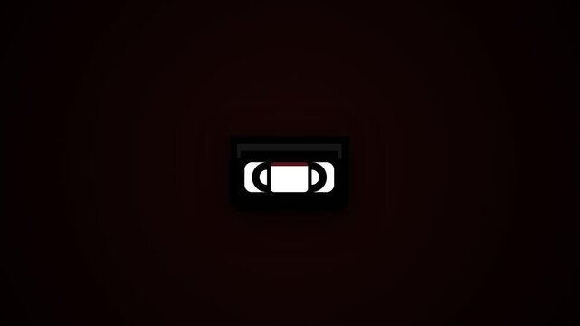 Minimalist black VHS tape icon on dark background