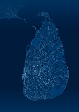 Sri Lanka &ndash; Navy Blue Island Map Poster