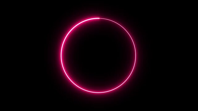 Vibrant Neon Pink Glowing Circular Loading Progress Indicator Design Element Against A Deep Solid Black Background For Modern User Interface Applications