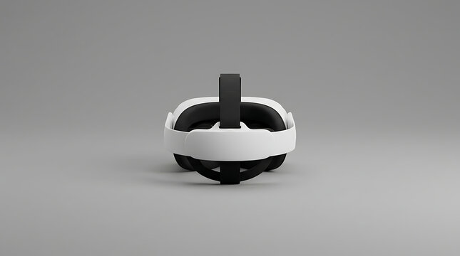 Modern Virtual Reality Headset Front View Isolated on Clean Minimalist Grey Background for Tech and Gaming Concepts