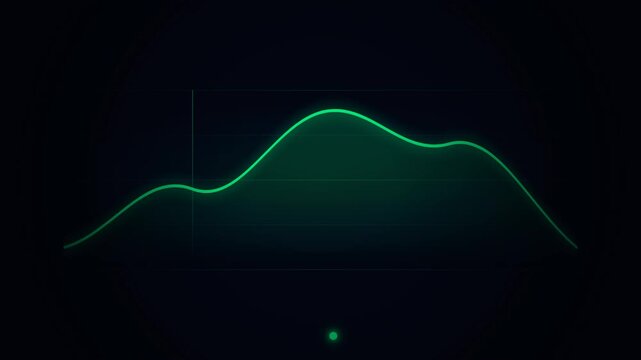Animated Glowing Green Line Graph - Abstract Data Visualization Waveform on Dark Background