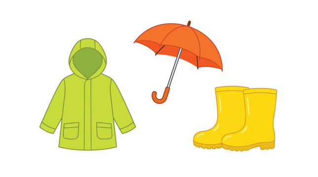Rain gear set with raincoat umbrella and rubber boots