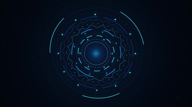Futuristic hud circular interface animation, digital tech data processing overlay, sci-fi cybernetic hud for ui and motion