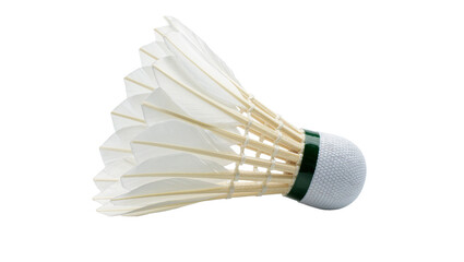 White feather shuttlecock with green band, isolated on transparent background © natpic