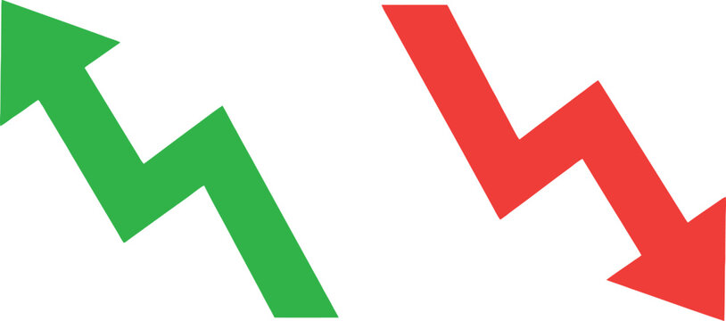 Trend Arrow Icon Set Green Up And Red Down Zigzag Chart Arrows For Business And Stock Market Designs