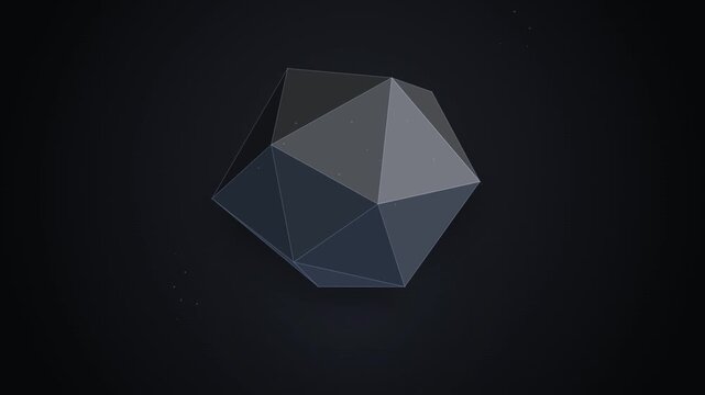 Rotating abstract geometric polygon wireframe 3D shape motion footage