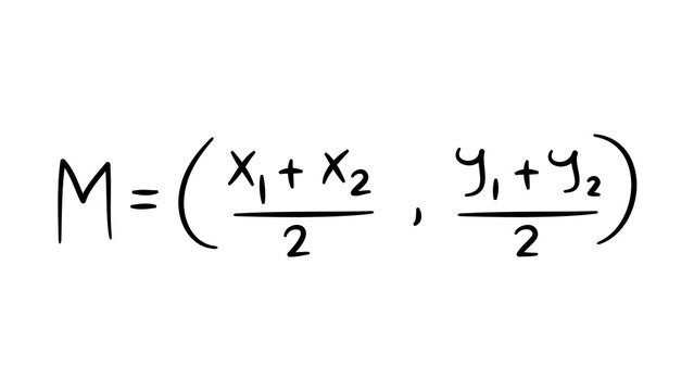 Handwritten midpoint formula coordinate geometry mathematical equation doodle icon on isolated white background