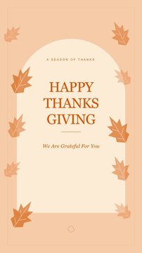 Thanksgiving Day Social Media Video Template featuring We Are Grateful For You message