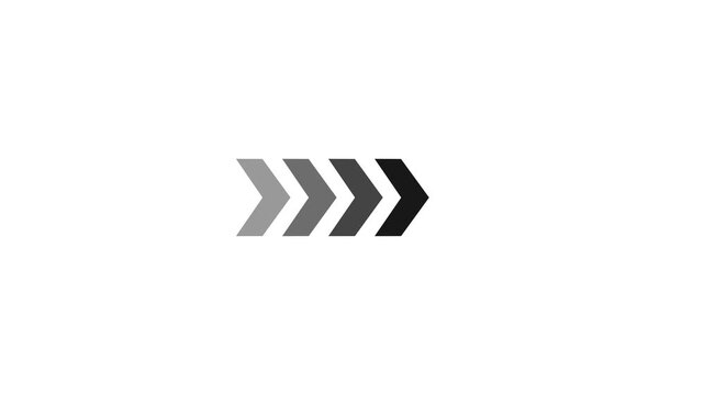 Right-directional arrow loop animation on white background. 4k video